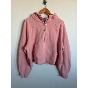 Lululemon Womens Scuba Cropped Sweatshirt Oversized pink Half Zip Size XL/XXL